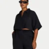 Camicia corta da resort da donna – nera Camicia corta da resort da donna – nera
