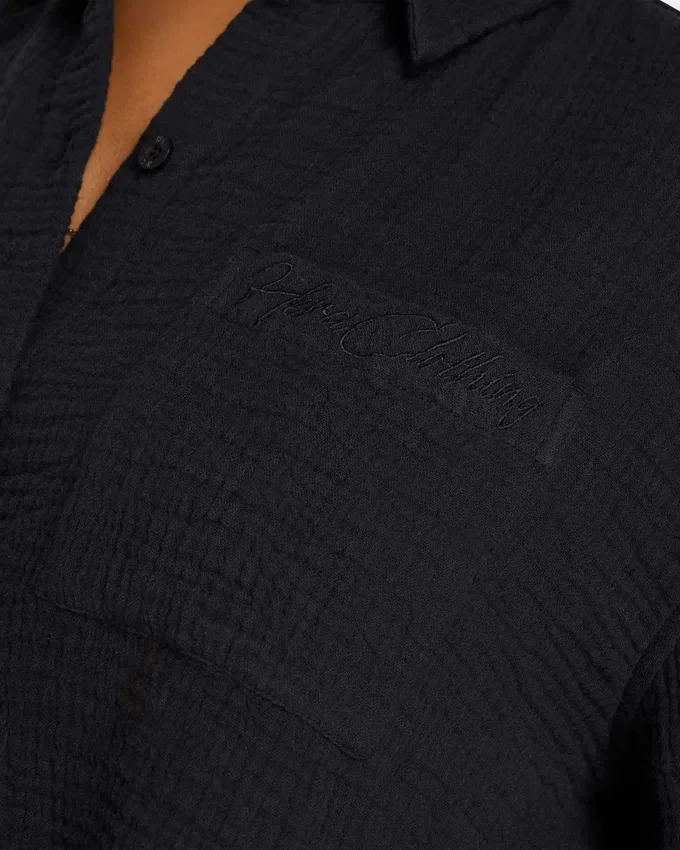 Camicia corta da resort da donna – nera Camicia corta da resort da donna – nera
