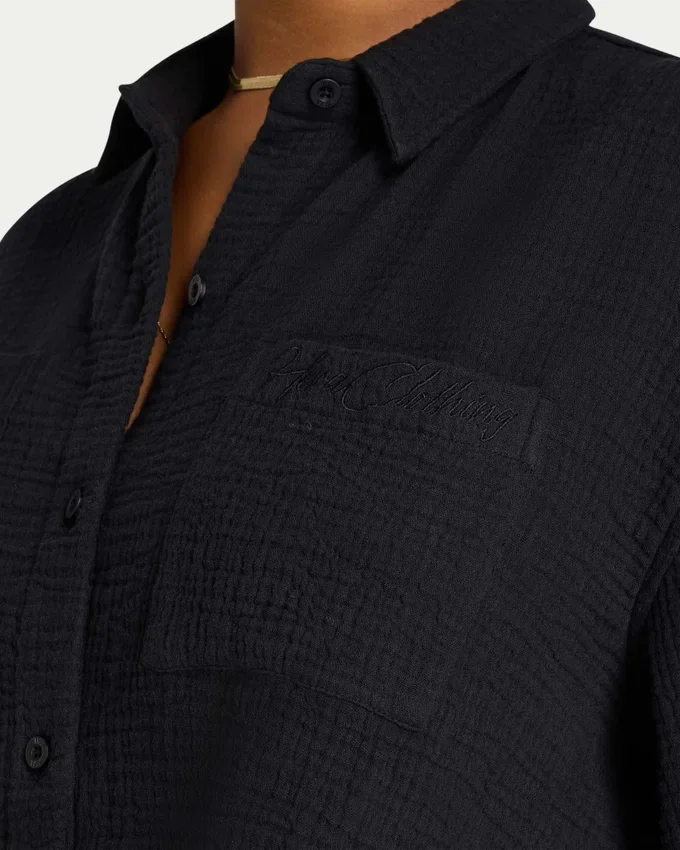Camicia corta da resort da donna – nera Camicia corta da resort da donna – nera