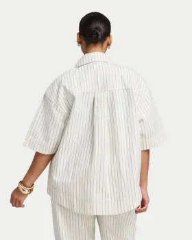 Camicia da donna in denim a pantaloncini con maniche corte