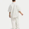 Camicia da donna in denim a pantaloncini con maniche corte Camicia da donna in denim a pantaloncini con maniche corte