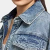 Camicia da donna in denim a pantaloncini con maniche corte Camicia da donna in denim a pantaloncini con maniche corte