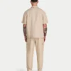 Camicia da uomo a maniche corte in lino con pantaloncini Camicia da uomo a maniche corte in lino con pantaloncini