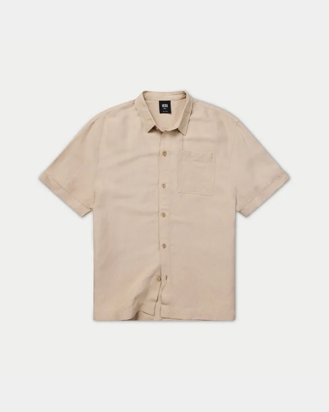 Camicia da uomo a maniche corte in lino con pantaloncini Camicia da uomo a maniche corte in lino con pantaloncini