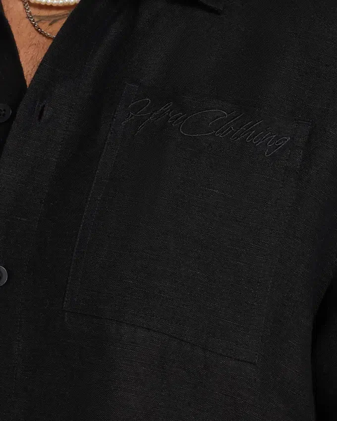 Camicia da uomo a maniche corte in lino con pantaloncini Camicia da uomo a maniche corte in lino con pantaloncini