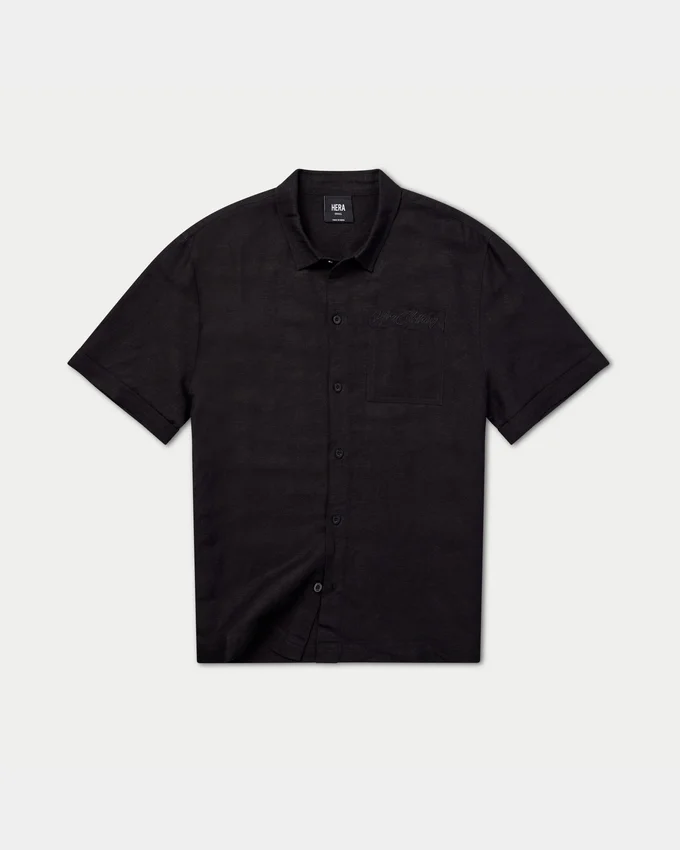 Camicia da uomo a maniche corte in lino con pantaloncini Camicia da uomo a maniche corte in lino con pantaloncini