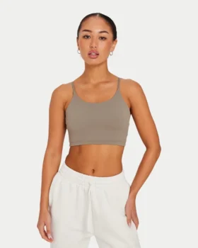 Crop top essenziale da donna – grigio palude