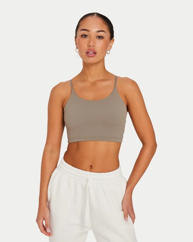 Crop top essenziale da donna – grigio palude Crop top essenziale da donna – grigio palude