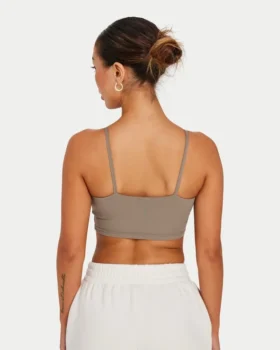 Crop top essenziale da donna – grigio palude
