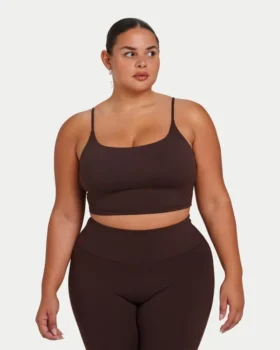 Crop top essenziale da donna – marrone ardesia