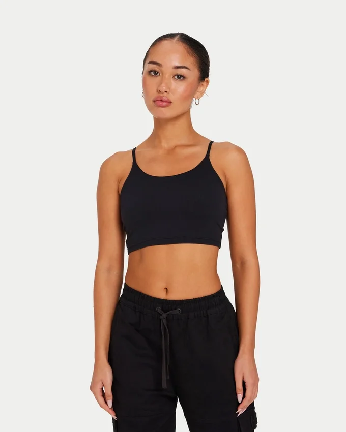 Crop top essenziale da donna – nero Crop top essenziale da donna – nero