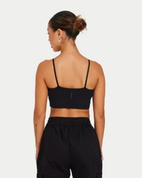 Crop top essenziale da donna – nero