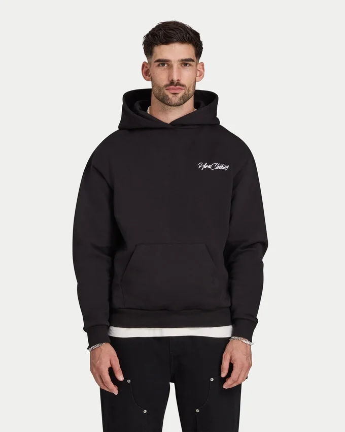 Felpa con cappuccio da uomo pesante con scritta Felpa con cappuccio da uomo pesante con scritta