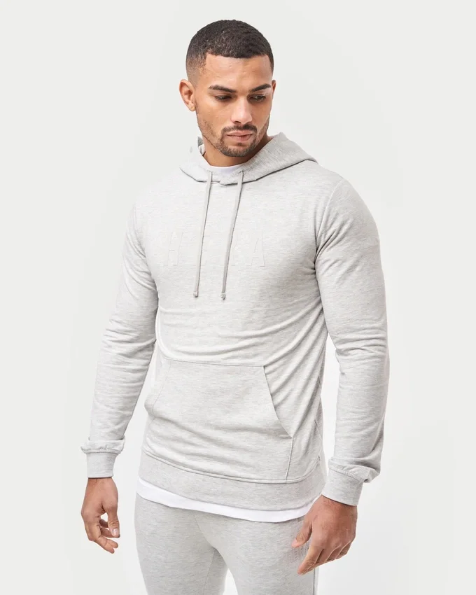 Felpa con cappuccio da uomo slim fit – grigio melange Felpa con cappuccio da uomo slim fit – grigio melange