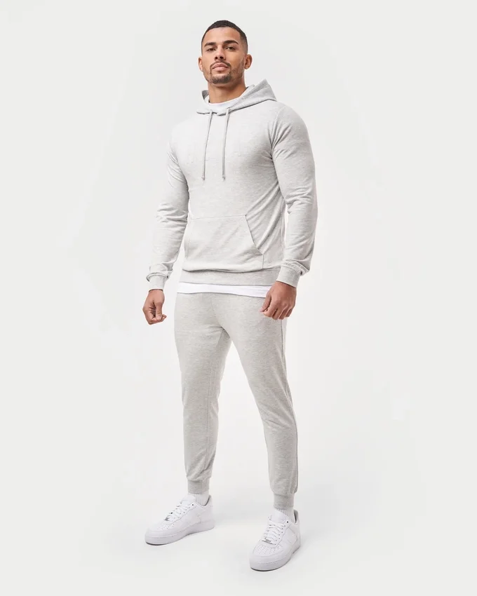 Felpa con cappuccio da uomo slim fit – grigio melange Felpa con cappuccio da uomo slim fit – grigio melange