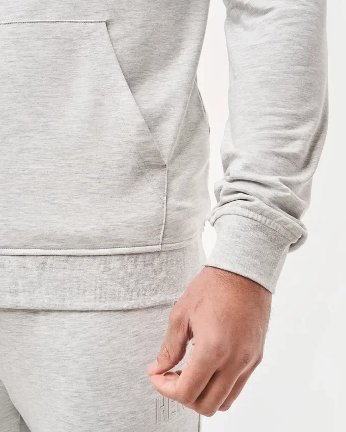 Felpa con cappuccio da uomo slim fit – grigio melange Felpa con cappuccio da uomo slim fit – grigio melange