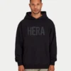Felpa con cappuccio Label da uomo – nera