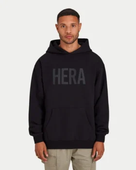 Felpa con cappuccio Label da uomo – nera
