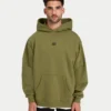 Felpa con cappuccio oversize da uomo “Collective” – verde oliva