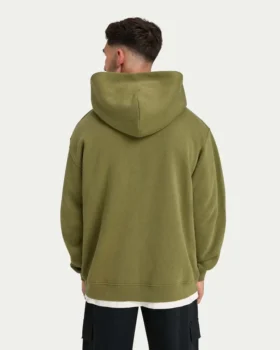 Felpa con cappuccio oversize da uomo “Collective” – verde oliva