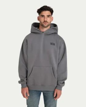 Felpa con cappuccio oversize da uomo – grigio antracite
