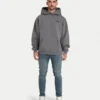 Felpa con cappuccio oversize da uomo – grigio antracite