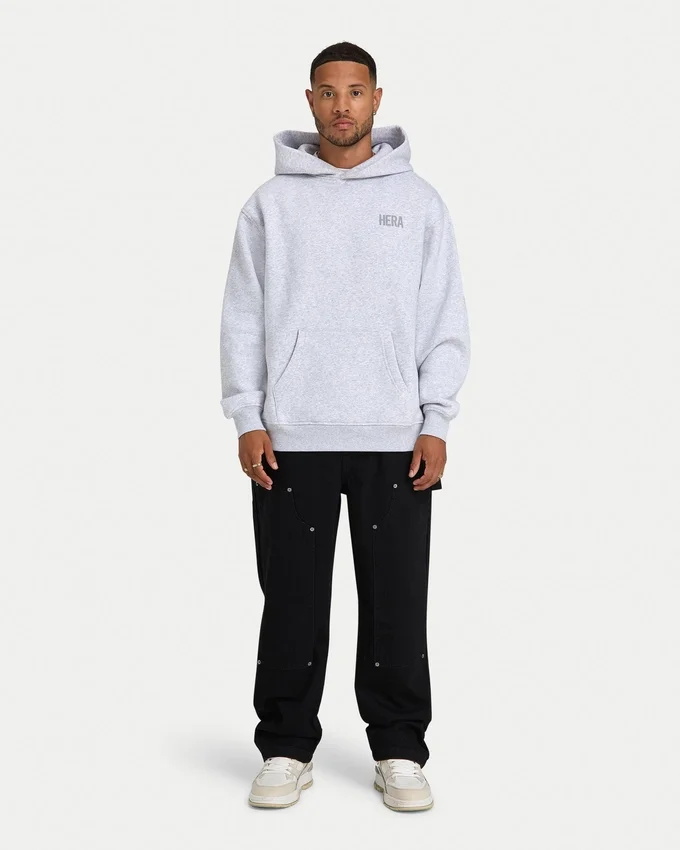 Felpa con cappuccio oversize da uomo – grigio melange Felpa con cappuccio oversize da uomo – grigio melange