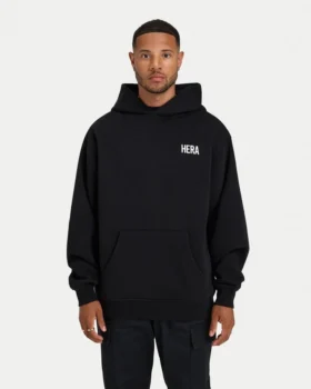 Felpa con cappuccio oversize da uomo – nera