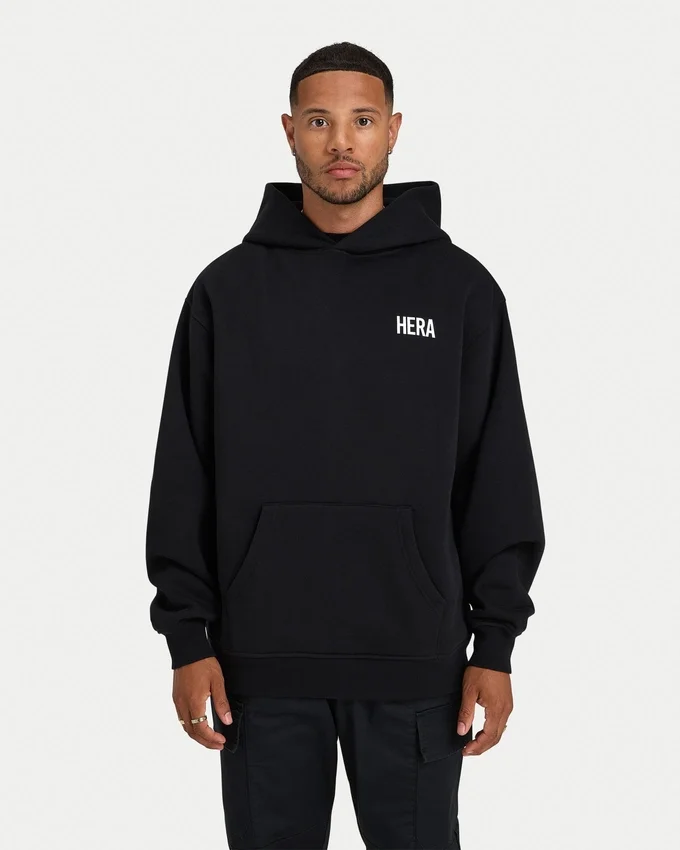 Felpa con cappuccio oversize da uomo – nera Felpa con cappuccio oversize da uomo – nera