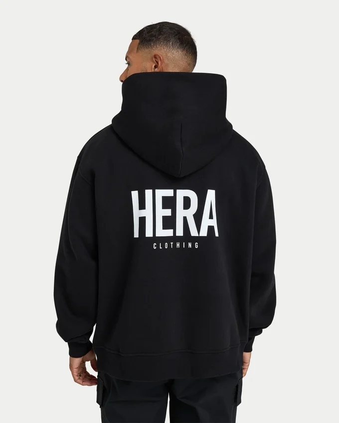 Felpa con cappuccio oversize da uomo – nera Felpa con cappuccio oversize da uomo – nera