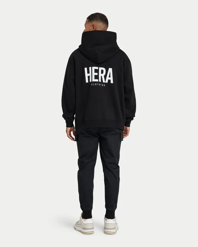 Felpa con cappuccio oversize da uomo – nera Felpa con cappuccio oversize da uomo – nera