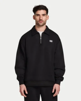 Felpa da uomo collettiva oversize con zip a ¼