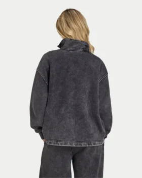 Felpa Signature da donna oversize con zip a ¼, effetto lavato