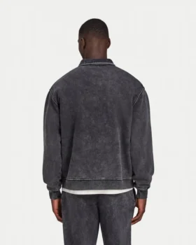 Felpa Signature da uomo oversize con zip a ¼, effetto lavato