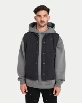 Gilet utility trapuntato da uomo – nero