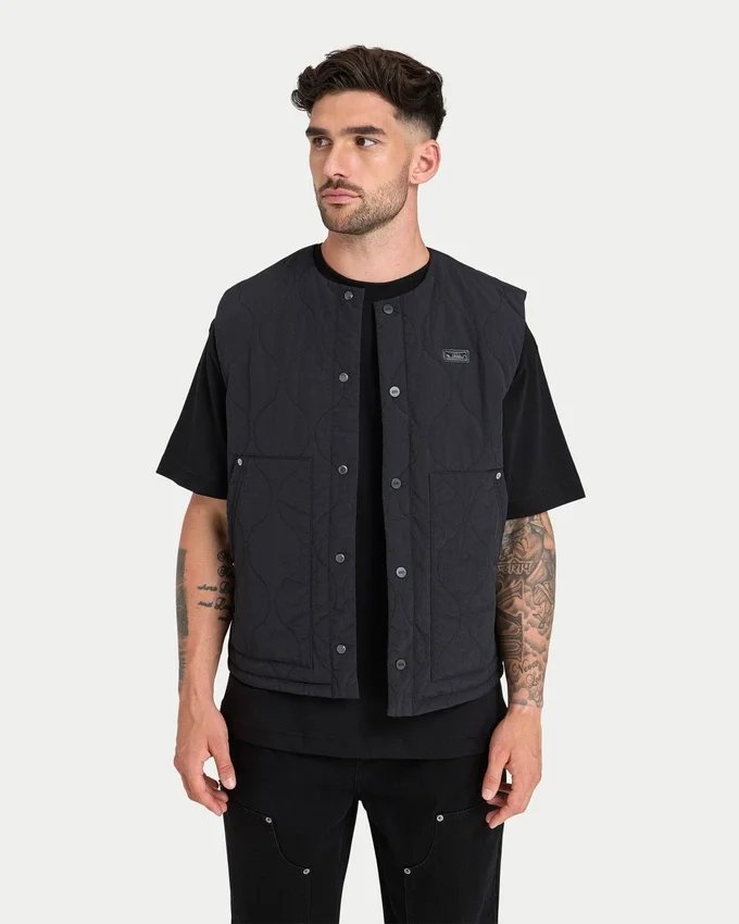 Gilet utility trapuntato da uomo – nero Gilet utility trapuntato da uomo – nero