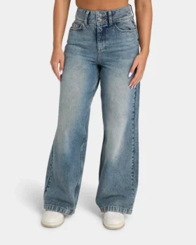 Jeans da donna larghi in denim – lavaggio medio