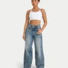 Jeans da donna larghi in denim – lavaggio medio