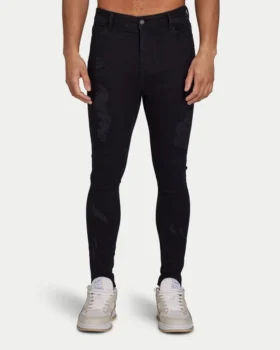 Jeans strappati Spray-On da uomo – nero
