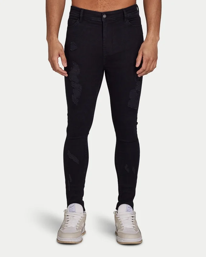 Jeans strappati Spray-On da uomo – nero Jeans strappati Spray-On da uomo – nero