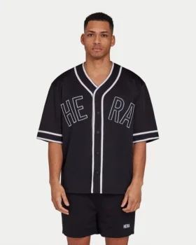 Maglia da uomo in rete stile college – nera