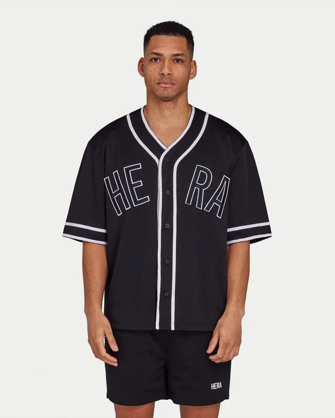 Maglia da uomo in rete stile college – nera Maglia da uomo in rete stile college – nera