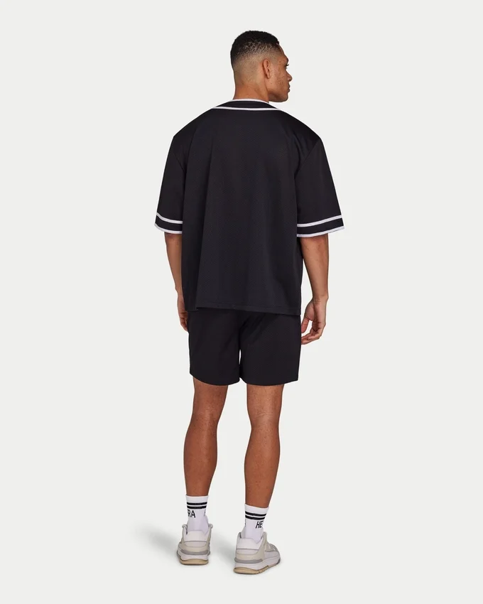 Maglia da uomo in rete stile college – nera Maglia da uomo in rete stile college – nera
