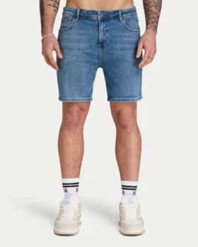 Pantaloncini slim fit da uomo – blu medio