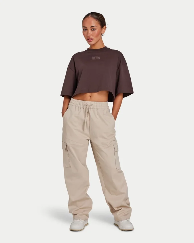Pantaloni cargo da donna – color avena Pantaloni cargo da donna – color avena