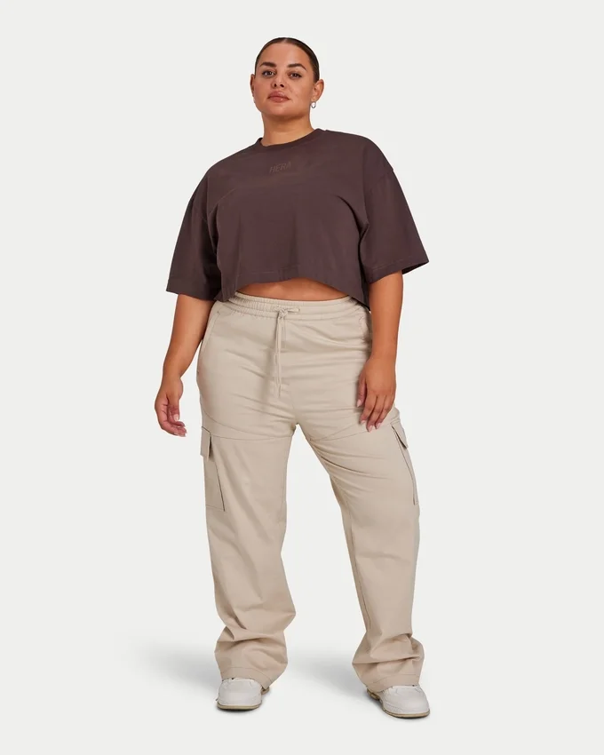 Pantaloni cargo da donna – color avena Pantaloni cargo da donna – color avena