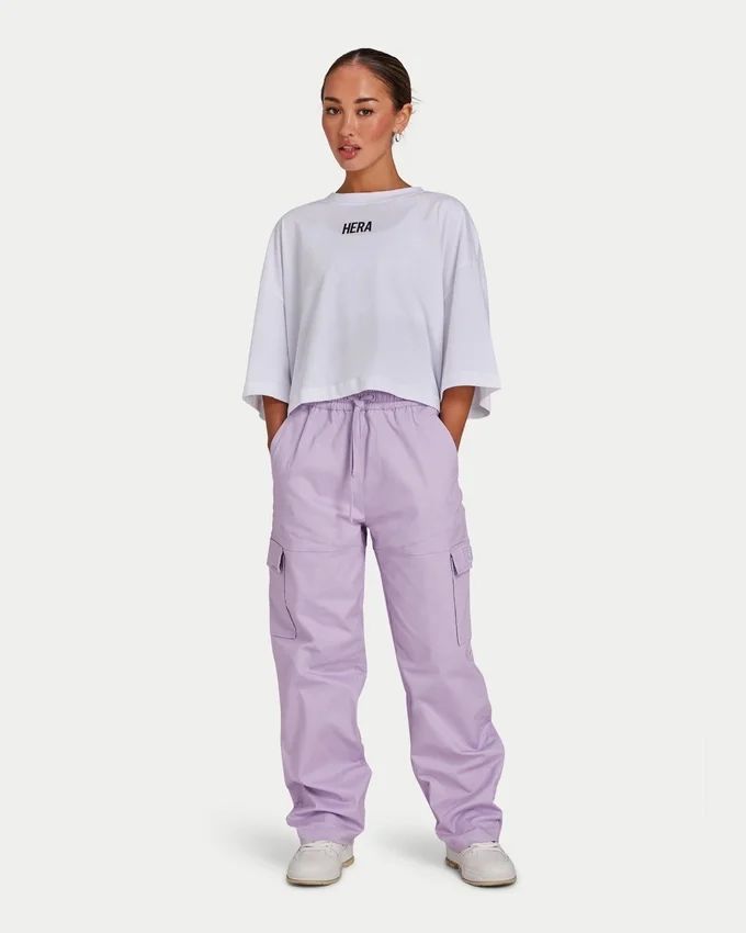 Pantaloni cargo da donna – lilla primaverile Pantaloni cargo da donna – lilla primaverile