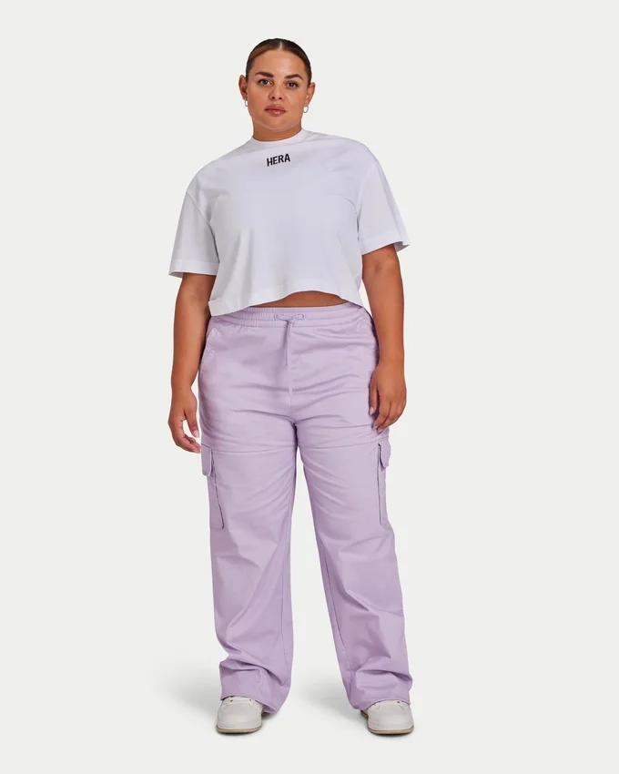 Pantaloni cargo da donna – lilla primaverile Pantaloni cargo da donna – lilla primaverile