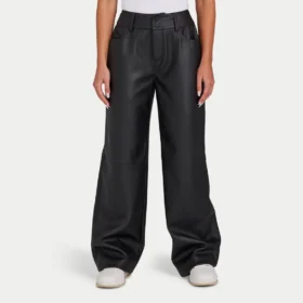 Pantaloni da donna Rewear in ecopelle a gamba larga – nero