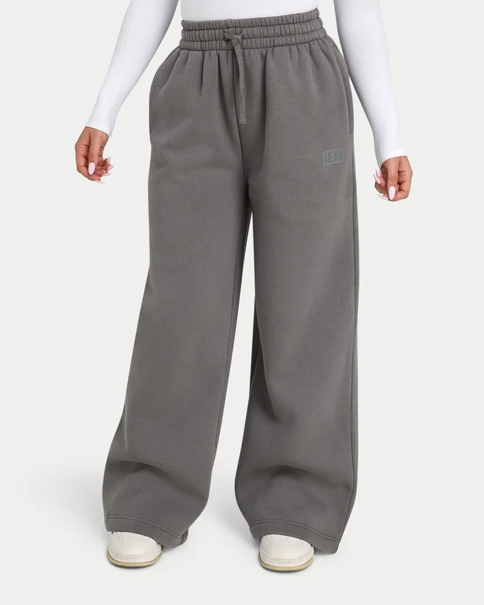 Pantaloni sportivi da donna a gamba larga – grigio antracite Pantaloni sportivi da donna a gamba larga – grigio antracite